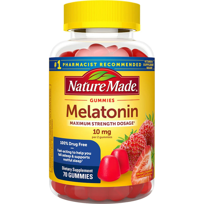 Nature Made Melatonin, Maximum Strength Dosage, 10 Mg, Gummies, Dreamy Strawberry by Pasteur Pharmacy