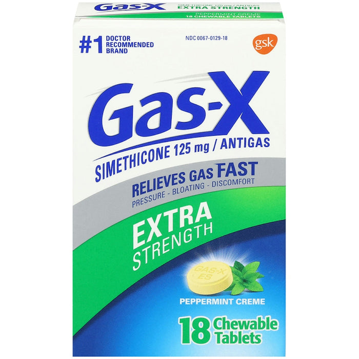 Gas-X Extra Strength Chewable Relief Tablets, Simethicone 125 Mg, Peppermint Creme by Pasteur Pharmacy