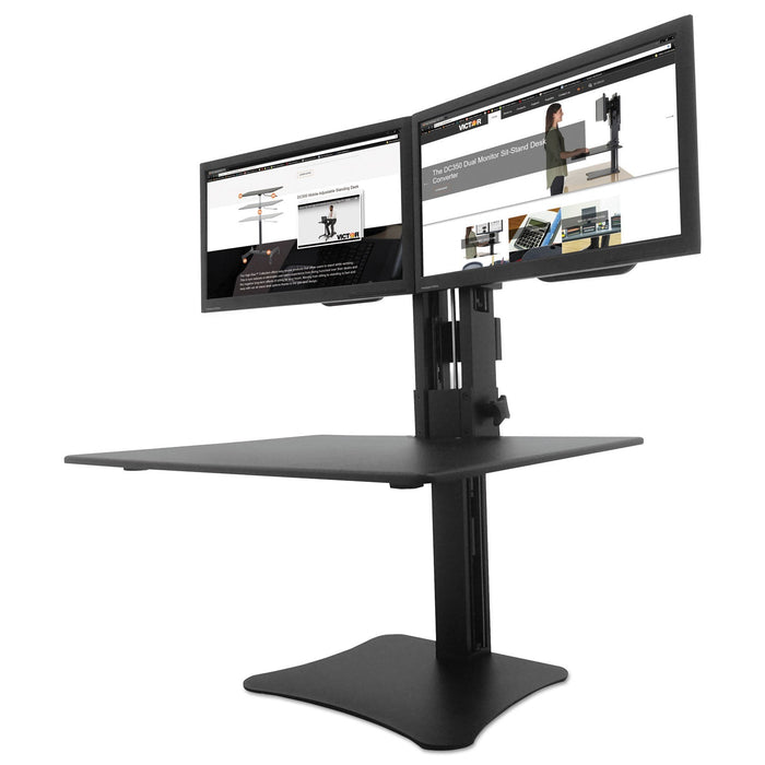 Victor High Rise Dual Monitor Standing Desk Workstation, 28" x 23" x 10.5" to 15.5", Black