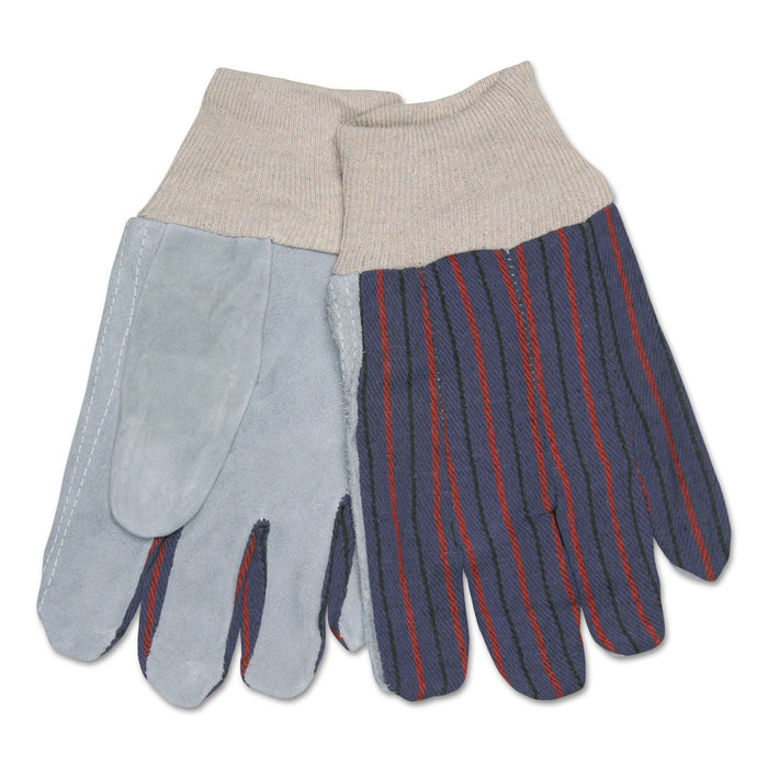 MCR 1040 Leather Palm Glove, Gray/White, Large, Dozen