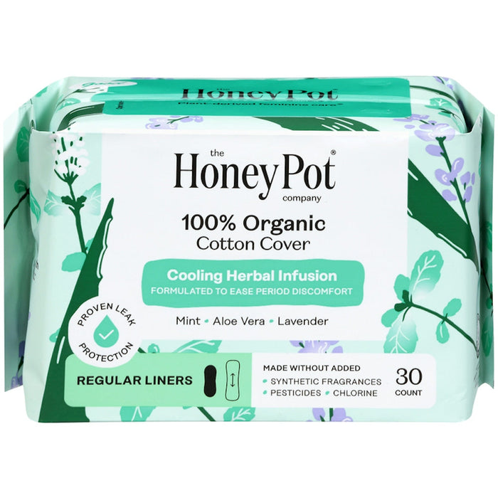 The Honey Pot Company 100% Organic Cotton Cover Cooling Herbal Infusion Regular Liners - 30ct by Pasteur Pharmacy