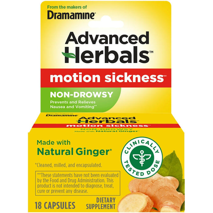 Dramamine Naturals Non-Drowsy Motion Sickness Relief - 18 Capsules by Pasteur Pharmacy