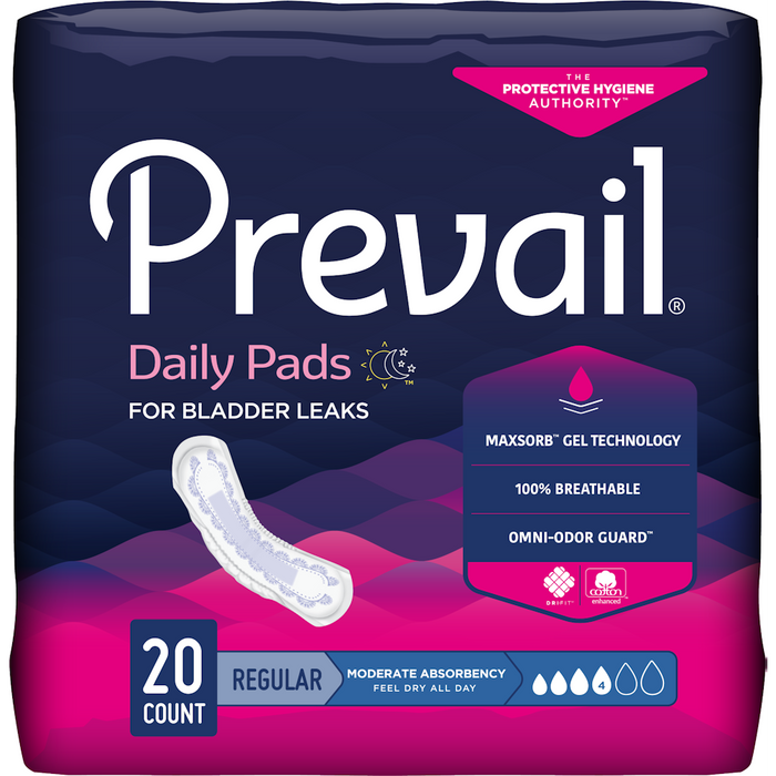 Prevail Daily Pads Moderate Absorbency Regular 9 X 20 Ct Pads-Absorbent by Pasteur Pharmacy