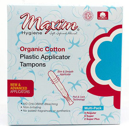 Maxim Hygiene Products Tampons Organic Cotton Plastic Applicator Multi-Pack by Pasteur Pharmacy