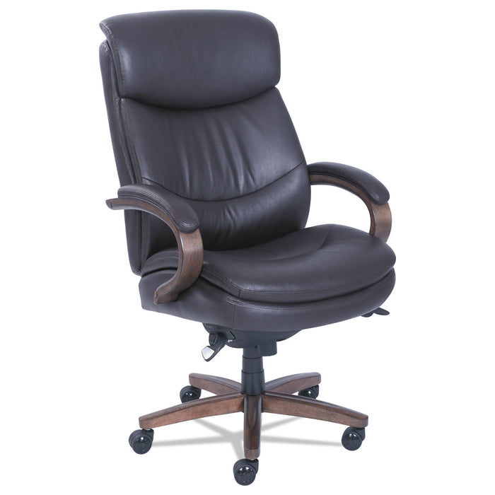 La-Z-Boy Woodbury Big/Tall Executive Chair, Supports Up to 400 lb, 20.25" to 23.25" Seat Height, Brown Seat/Back, Weathered Sand Base