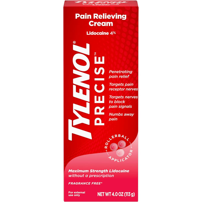 Tylenol Precise Maximum Strength Pain Relieving Cream, 4% Lidocaine, 4 oz by Pasteur Pharmacy