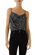 Endless Rose Cowl Neck Sequin Camisole by Vanessa Jane