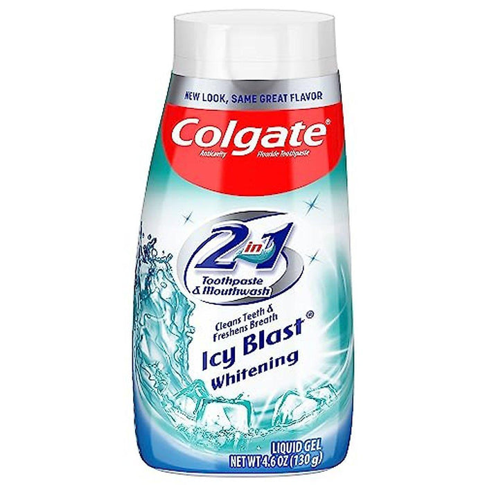 Colgate Toothpaste, Anticavity Fluoride, 2 In 1 Toothpaste & Mouthwash, Icy Blast Whitening, Liquid Gel 4.6 Oz by Pasteur Pharmacy