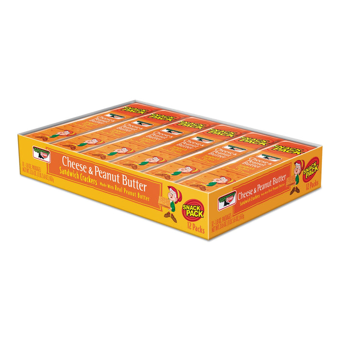 Keebler Sandwich Crackers, Cheese and Peanut Butter, 8-Piece Snack Pack, 12/Box