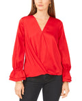 Vince Camuto Solid Surplice Ruffled-Cuff Top by Vanessa Jane