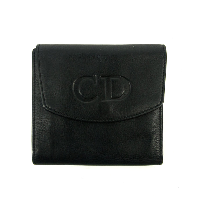 Christian Dior Black Leather Compact Wallet #3081 by Bolt Boutique