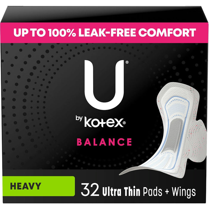 U by Kotex Balance Ultra Thin Pads with Wings, Heavy Absorbency, 32 Count by Pasteur Pharmacy