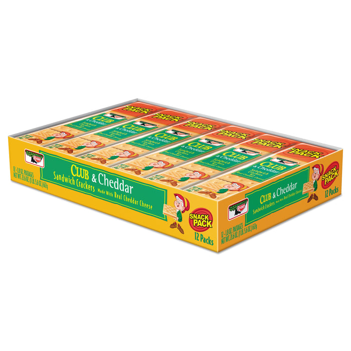 Keebler Sandwich Cracker, Club and Cheddar, 8 Cracker Snack Pack, 12/Box