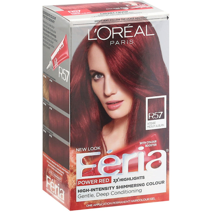 L'Oreal Paris Feria Power Reds Permanent Hair Color, R57 Intense Medium Auburn by Pasteur Pharmacy