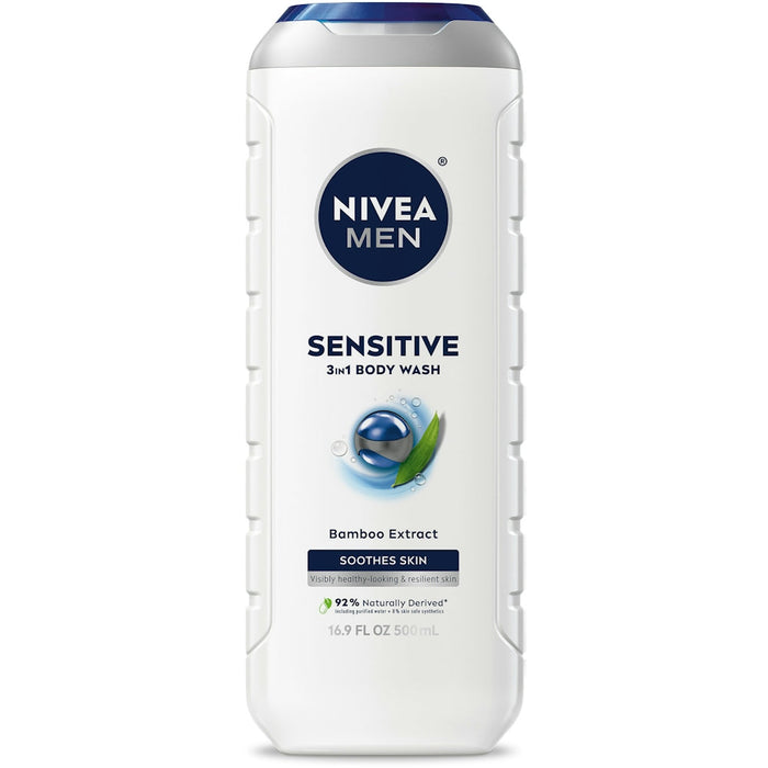 NIVEA Men Body Wash, Sensitive, Soothes Skin 16.9 Fl Oz by Pasteur Pharmacy