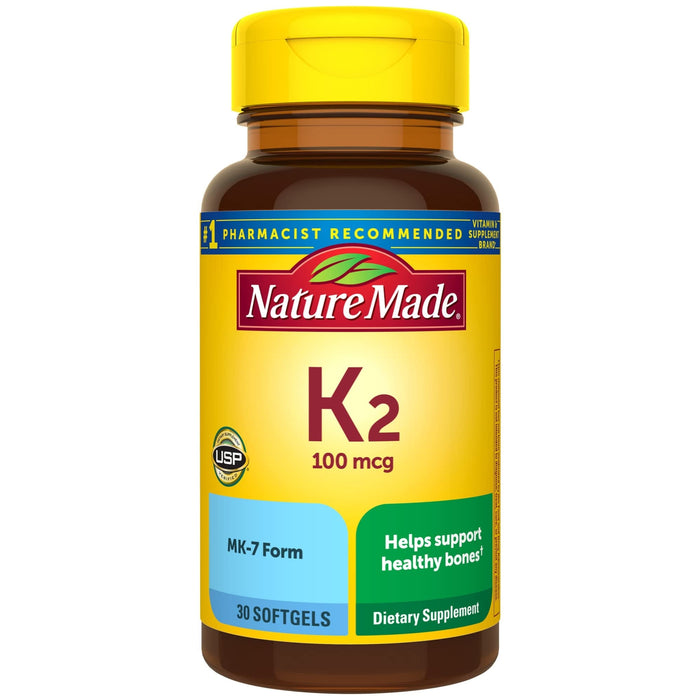 Nature Made Vitamin K2 100 Mcg Softgels, 30 Count For Bone Health by Pasteur Pharmacy