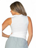 Ribbed Knit Ruched Side Sleeveless Top {BT3970] by The House of Stylez