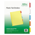 Office Essentials Plastic Insertable Dividers, 5-Tab, 11 x 8.5, Assorted Tabs, 1 Set