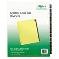 Office Essentials Preprinted Black Leather Tab Dividers, 12-Tab, Jan. to Dec., 11 x 8.5, Buff, 1 Set