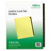 Office Essentials Preprinted Black Leather Tab Dividers, 31-Tab, 1 to 31, 11 x 8.5, Buff, 1 Set