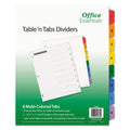 Office Essentials Table 'n Tabs Dividers, 8-Tab, 1 to 8, 11 x 8.5, White, Assorted Tabs, 1 Set