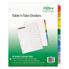 Office Essentials Table 'n Tabs Dividers, 10-Tab, 1 to 10, 11 x 8.5, White, Assorted Tabs, 1 Set