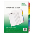 Office Essentials Table 'n Tabs Dividers, 15-Tab, 1 to 15, 11 x 8.5, White, Assorted Tabs, 1 Set