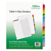 Office Essentials Table 'n Tabs Dividers, 26-Tab, A to Z, 11 x 8.5, White, Assorted Tabs, 1 Set