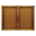Quartet Enclosed Bulletin Board, Natural Cork/Fiberboard, 48 x 36, Oak Frame