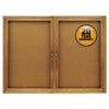 Quartet Enclosed Bulletin Board, Natural Cork/Fiberboard, 48 x 36, Oak Frame