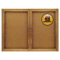 Quartet Enclosed Bulletin Board, Natural Cork/Fiberboard, 48 x 36, Oak Frame