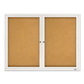 Quartet Enclosed Bulletin Board, Natural Cork/Fiberboard, 48 x 36, Silver Aluminum Frame