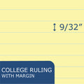 Roaring Spring WIDE Landscape Format Writing Pad, Unpunched with Standard Back, Medium/College Rule, 40 Canary-Yellow 11 x 9.5 Sheets