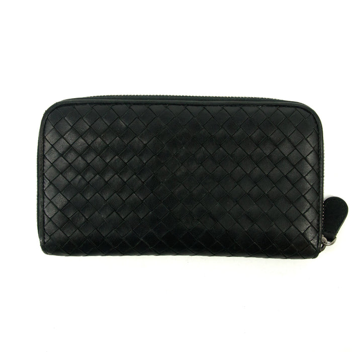 Bottega Veneta Intrecciato Black Zip Around Wallet -SKU #3086 by Bolt Boutique