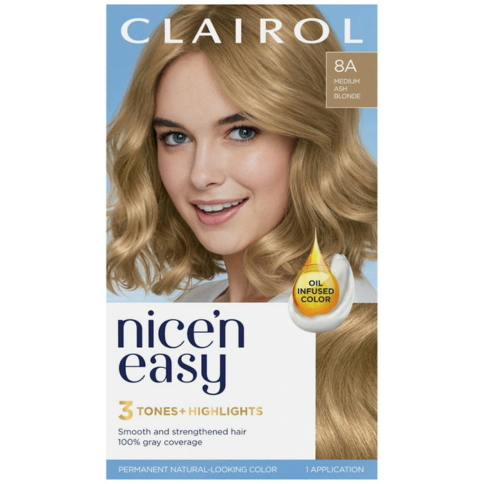 Clairol Nice N Easy Permanent Hair Color 8A Medium Ash Blonde by Pasteur Pharmacy