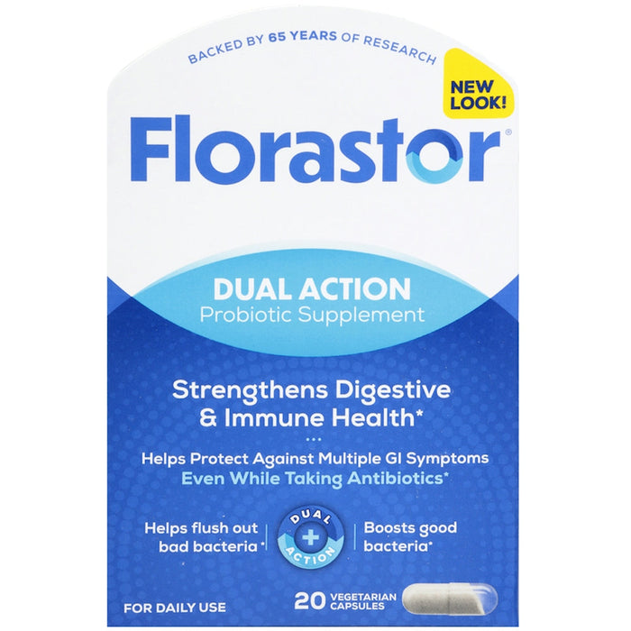 Florastor Dual Action Probiotic Supplement Vegetarian Capsules 20Ct by Pasteur Pharmacy