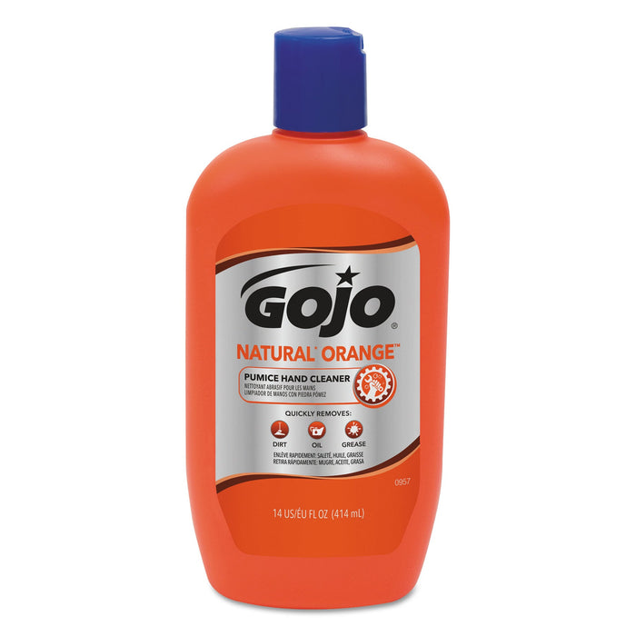 GOJO NATURAL ORANGE Pumice Hand Cleaner, Citrus, 14 oz Bottle, 12/Carton