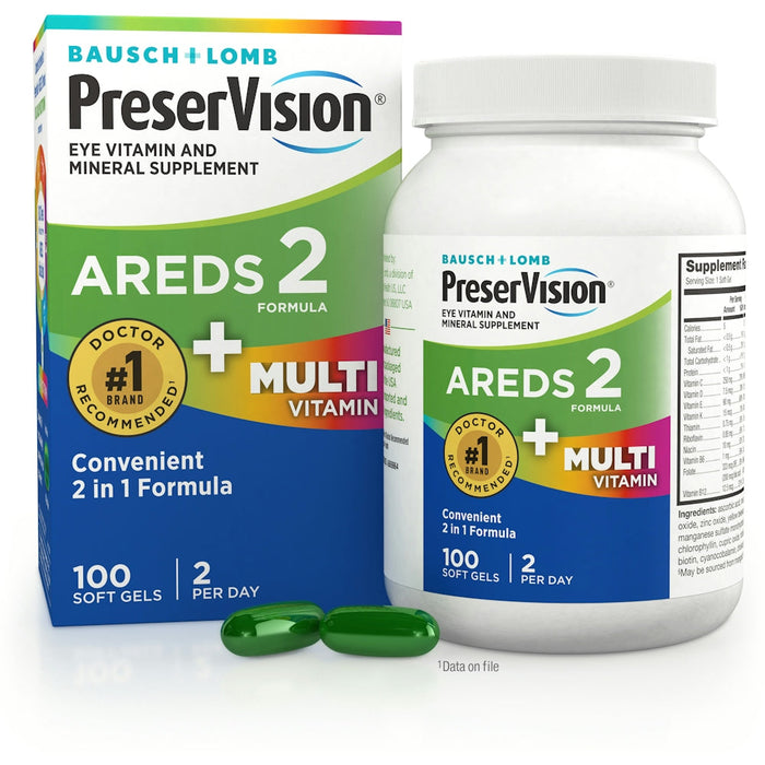 PreserVision AREDS 2 Formula + MultiVitamin Vitamin & Mineral Supplement 100 Ct Soft Gels by Pasteur Pharmacy