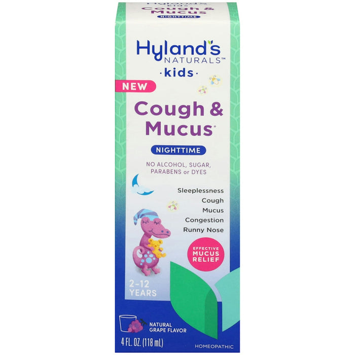 Hyland's Naturals Cough & Mucus, Nighttime, Natural Grape Flavor, Kids by Pasteur Pharmacy