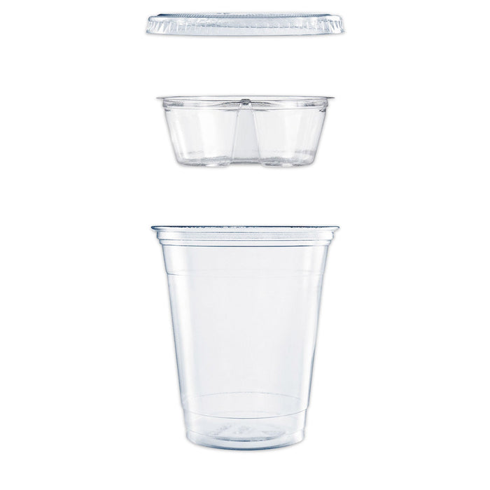 Dart Clear PET Cups with Single Compartment Insert, 12 oz, Clear, 500/Carton