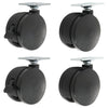 Alera Casters for Height-Adjustable Table Bases, Grip Ring Stem, 2" Wheel, Black, 4/Set