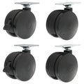 Alera Casters for Height-Adjustable Table Bases, Grip Ring Stem, 2" Wheel, Black, 4/Set