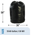 Stout Total Recycled Content Plastic Trash Bags, 60 gal, 1.5 mil, 36" x 58", Brown/Black, 100/Carton