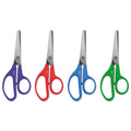 Universal Kids' Scissors, Rounded Tip, 5" Long, 1.75" Cut Length, Assorted Straight Handles, 12/Pack