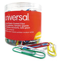 Universal Plastic-Coated Paper Clips, Jumbo, Assorted Colors, 250/Pack