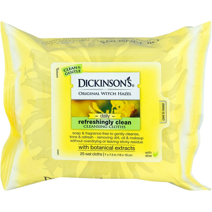 Dickinson's Original Refreshingly Clean Daily Cleansing Cloths, Witch Hazel And Aloe 25 ct by Pasteur Pharmacy