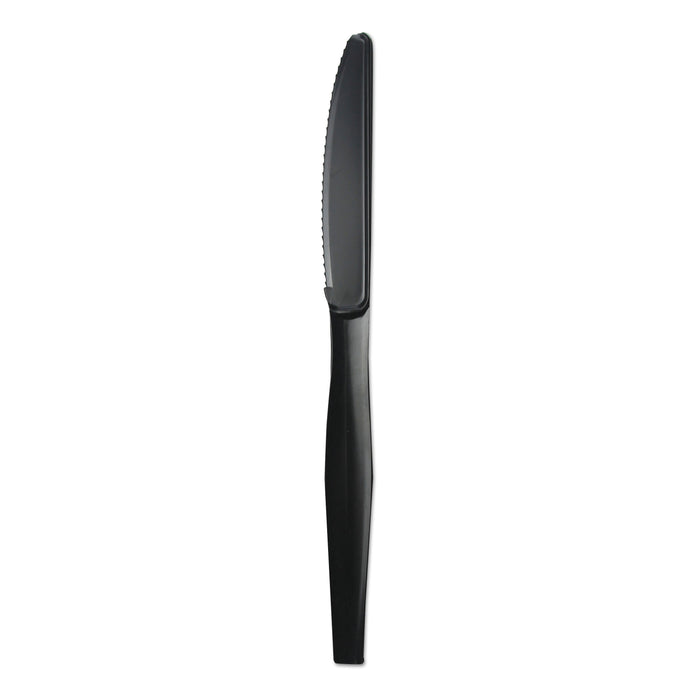Boardwalk Heavyweight Polypropylene Cutlery, Knife, Black, 1000/Carton