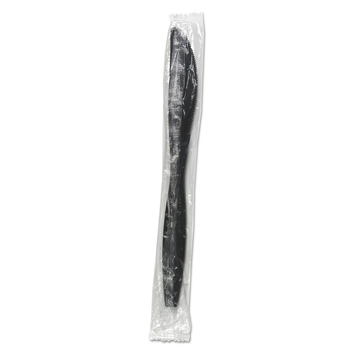 Boardwalk Heavyweight Wrapped Polypropylene Cutlery, Knife, Black, 1,000/Carton