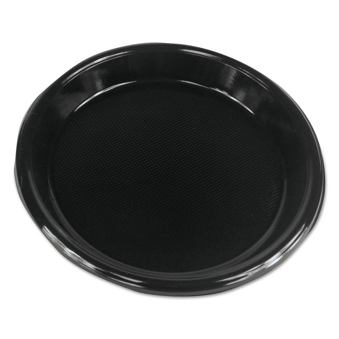 Boardwalk Hi-Impact Plastic Dinnerware, Plate, 10" dia, Black, 500/Carton