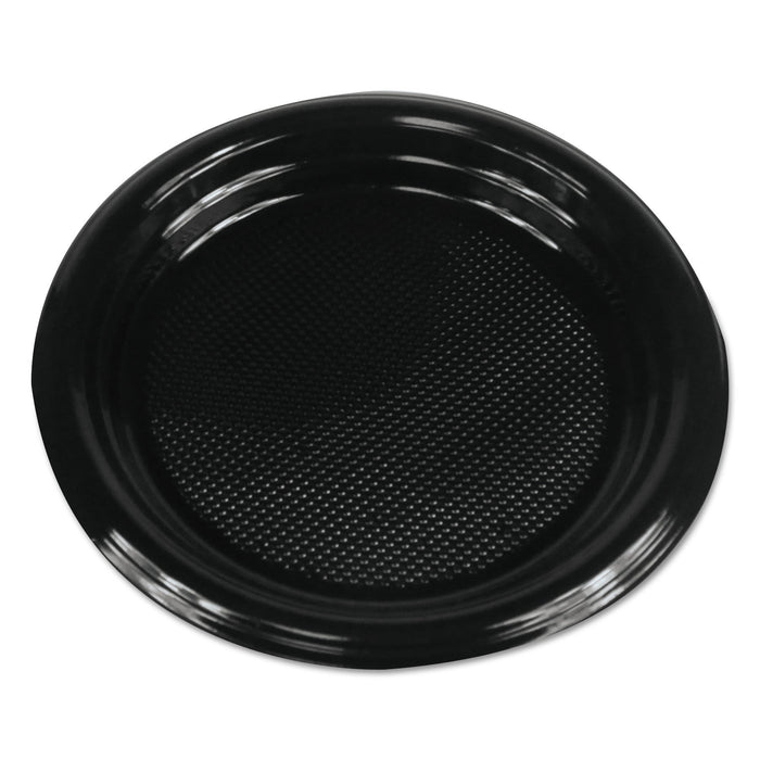 Boardwalk Hi-Impact Plastic Dinnerware, Plate, 6" dia, Black, 1,000/Carton
